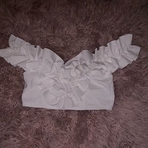Wight ruffle crop top